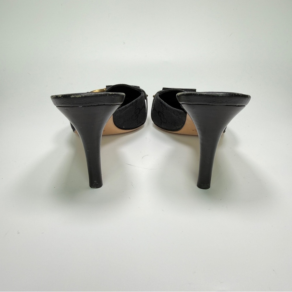 Vintage Gucci Monogram Horsebit Mule Heels in Black, Size 5b - Picture 6 of 7